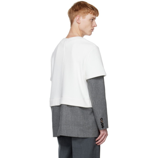  CALVINLUO White & Gray Layered Long Sleeve T-Shirt 222511M213004