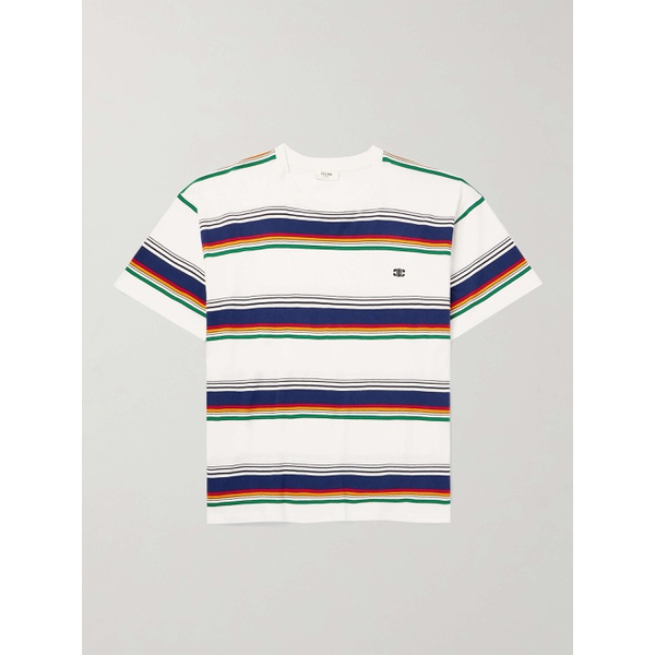  CELINE HOMME Logo-Embroidered Striped Cotton-Jersey T-Shirt 1647597327214046