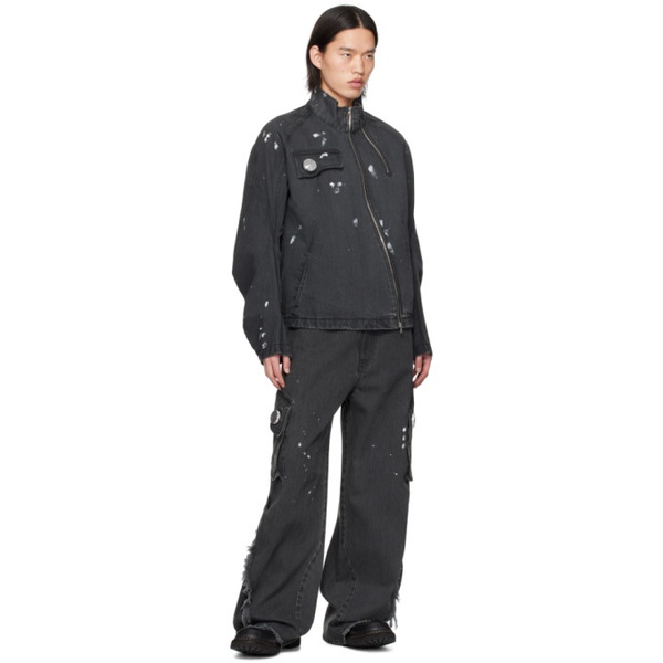  CMMAWEAR Gray Articulated Sleeve Denim Jacket 241153M177001