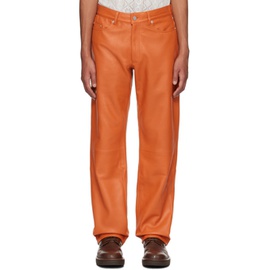 커먼 스웨덴 CMMN SWDN Orange Billy Leather Pants 232756M189000