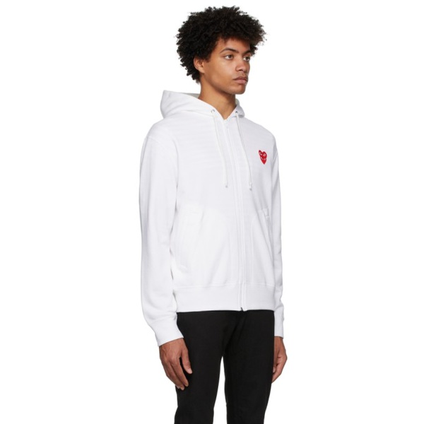  COMME des GARCONS PLAY White Layered Double Heart Hoodie 221246M202001