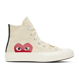 COMME des GARCONS PLAY 오프화이트 Off-White 컨버스 Converse 에디트 Edition PLAY Chuck 70 High Top Sneakers 231246M236001