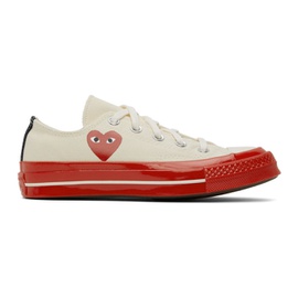 COMME des GARCONS PLAY 오프화이트 Off-White & Red 컨버스 Converse 에디트 Edition Chuck 70 Low-Top Sneakers 221246M237005