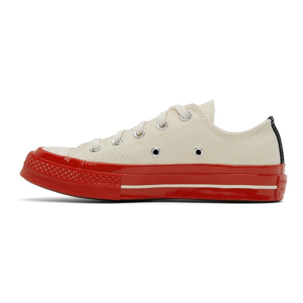  COMME des GARCONS PLAY 오프화이트 Off-White & Red 컨버스 Converse 에디트 Edition Chuck 70 Low-Top Sneakers 221246M237005