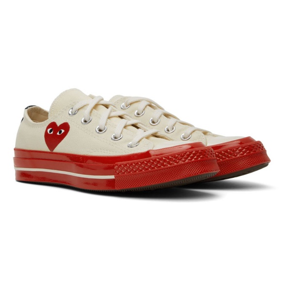 COMME des GARCONS PLAY 오프화이트 Off-White & Red 컨버스 Converse 에디트 Edition Chuck 70 Low-Top Sneakers 221246M237005