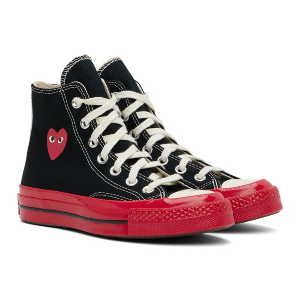  COMME des GARCONS PLAY Black & Red 컨버스 Converse 에디트 Edition PLAY Chuck 70 High-Top Sneakers 231246F127000