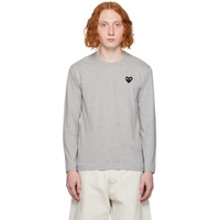 COMME des GARCONS PLAY Gray Heart Patch Long Sleeve T-Shirt 232246M213024