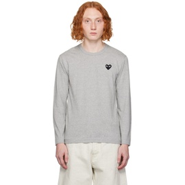 COMME des GARCONS PLAY Gray Heart Patch Long Sleeve T-Shirt 232246M213024