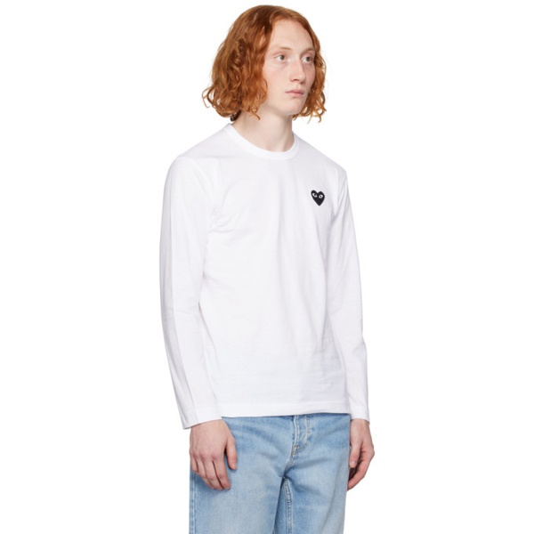  COMME des GARCONS PLAY White Heart Patch Long Sleeve T-Shirt 232246M213025
