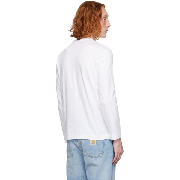  COMME des GARCONS PLAY White Heart Patch Long Sleeve T-Shirt 232246M213025