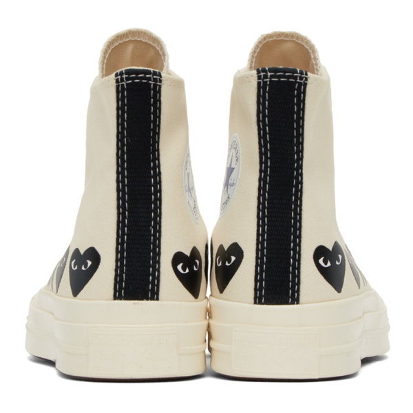  COMME des GARCONS PLAY 오프화이트 Off-White 컨버스 Converse 에디트 Edition Chuck 70 Multi Heart Sneakers 232246F127003
