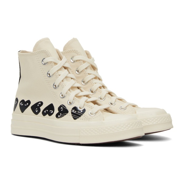  COMME des GARCONS PLAY 오프화이트 Off-White 컨버스 Converse 에디트 Edition Chuck 70 Multi Heart Sneakers 232246F127003