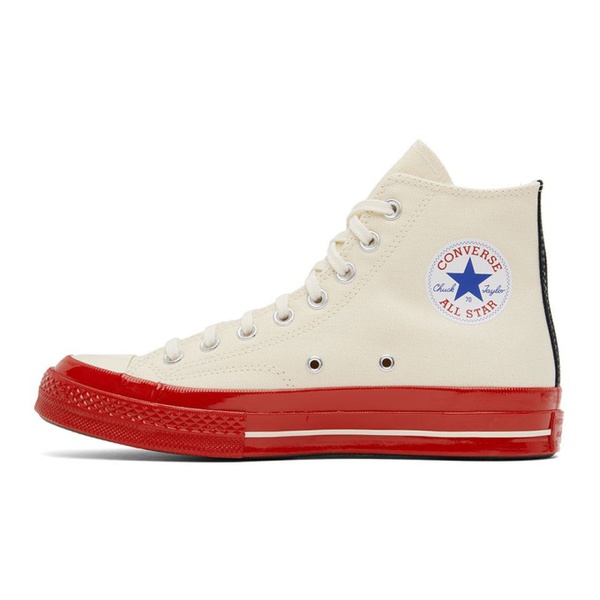  COMME des GARCONS PLAY 오프화이트 Off-White & Red 컨버스 Converse 에디트 Edition Chuck 70 Sneakers 222246F127004
