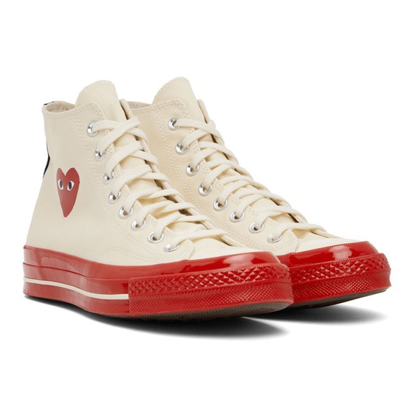  COMME des GARCONS PLAY 오프화이트 Off-White & Red 컨버스 Converse 에디트 Edition Chuck 70 Sneakers 222246F127004