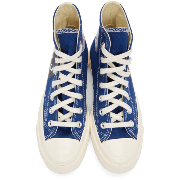  COMME des GARCONS PLAY Blue 컨버스 Converse 에디트 Edition Half Heart Chuck 70 High Sneakers 221246F127003