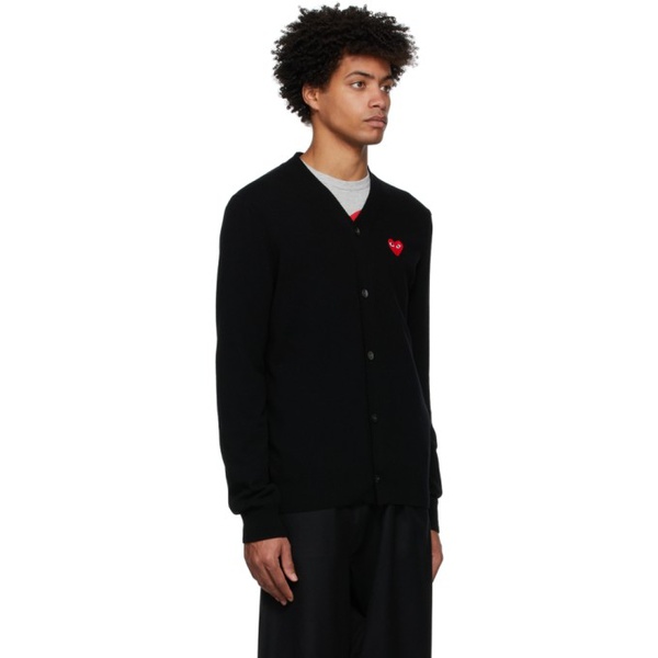  COMME des GARCONS PLAY Black Wool Heart Patch Cardigan 221246M200000