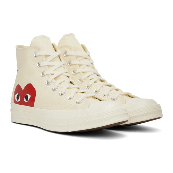  COMME des GARCONS PLAY 오프화이트 Off-White 컨버스 Converse 에디트 Edition Chuck 70 High Top Sneakers 232246F127001