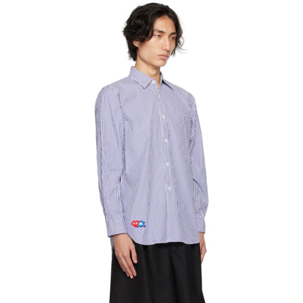  COMME des GARCONS PLAY Blue & White Invader 에디트 Edition Shirt 232246M192001