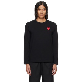 COMME des GARCONS PLAY Black Layered Double Heart Long Sleeve T-Shirt 241246M213001