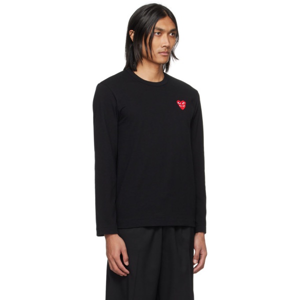  COMME des GARCONS PLAY Black Layered Double Heart Long Sleeve T-Shirt 241246M213001