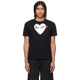 COMME des GARCONS PLAY Black & White Large Double Heart T-Shirt 241246M213006