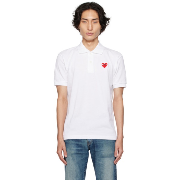  COMME des GARCONS PLAY White Heart Patch Polo 232246M212000