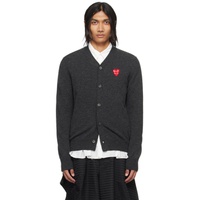 COMME des GARCONS PLAY Gray Layered Double Heart Cardigan 241246M200001