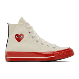 COMME des GARCONS PLAY 오프화이트 Off-White 컨버스 Converse 에디트 Edition Chuck 70 High-Top Sneakers 221246M236006