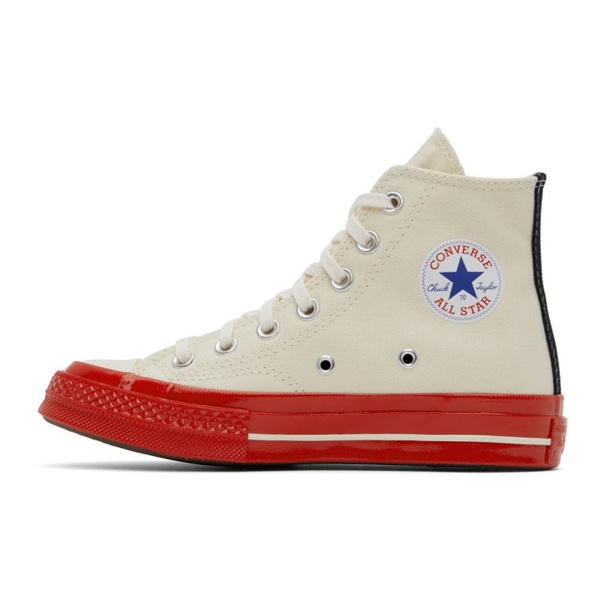  COMME des GARCONS PLAY 오프화이트 Off-White 컨버스 Converse 에디트 Edition Chuck 70 High-Top Sneakers 221246M236006