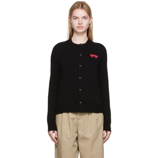  COMME des GARCONS PLAY Black Double Heart Patch Cardigan 222246F095005
