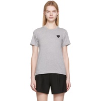 COMME des GARCONS PLAY Gray Heart Patch T-Shirt 222246F110004
