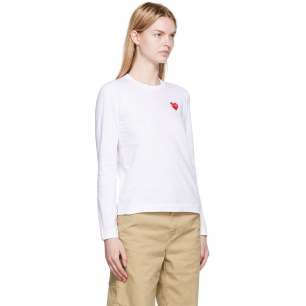  COMME des GARCONS PLAY White Heart Patch Long Sleeve T-Shirt 222246F110024
