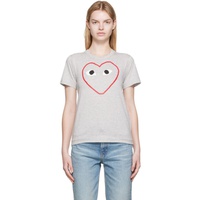 COMME des GARCONS PLAY Gray Outline Heart T-Shirt 222246F110014