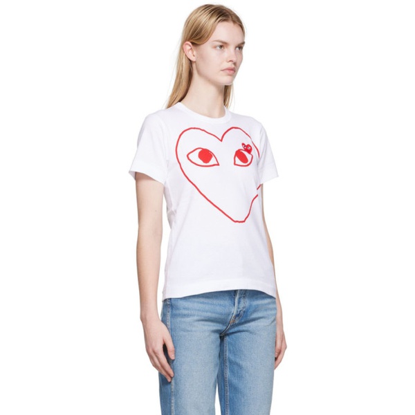  COMME des GARCONS PLAY White Outline Heart T-Shirt 222246F110035