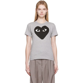 COMME des GARCONS PLAY Gray & Black Large Heart T-Shirt 222246F110005