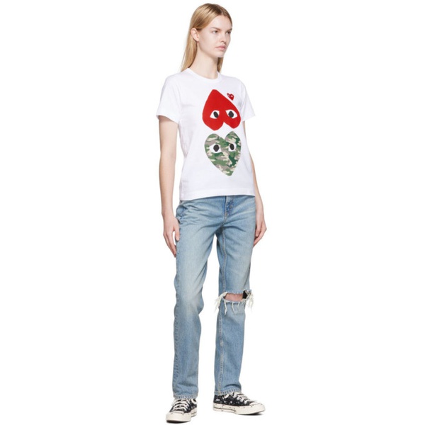  COMME des GARCONS PLAY White Heart Patch T-Shirt 222246F110021