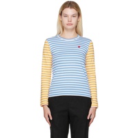 COMME des GARCONS PLAY Blue & Yellow Striped T-Shirt 222246F110052
