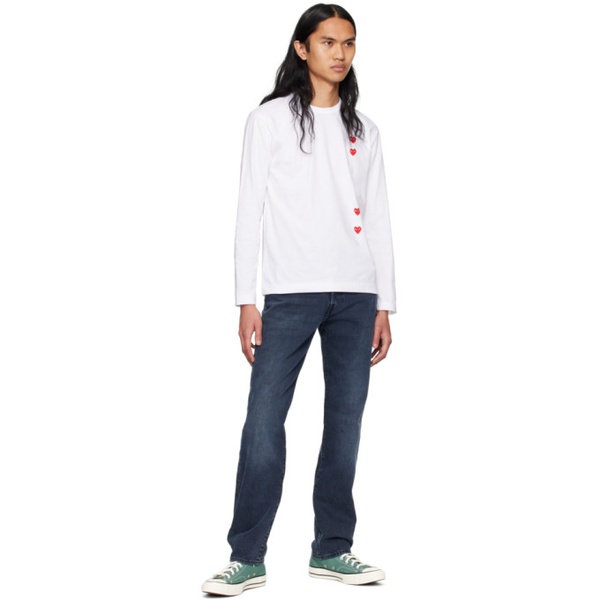  COMME des GARCONS PLAY White Vertical Heart Long Sleeve T-Shirt 241246M213031