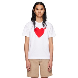 COMME des GARCONS PLAY White Double Heart T-Shirt 241246M213025