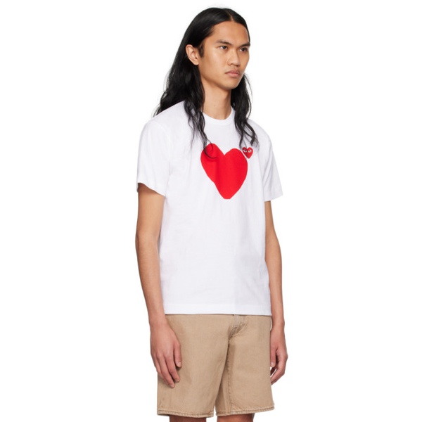  COMME des GARCONS PLAY White Double Heart T-Shirt 241246M213025
