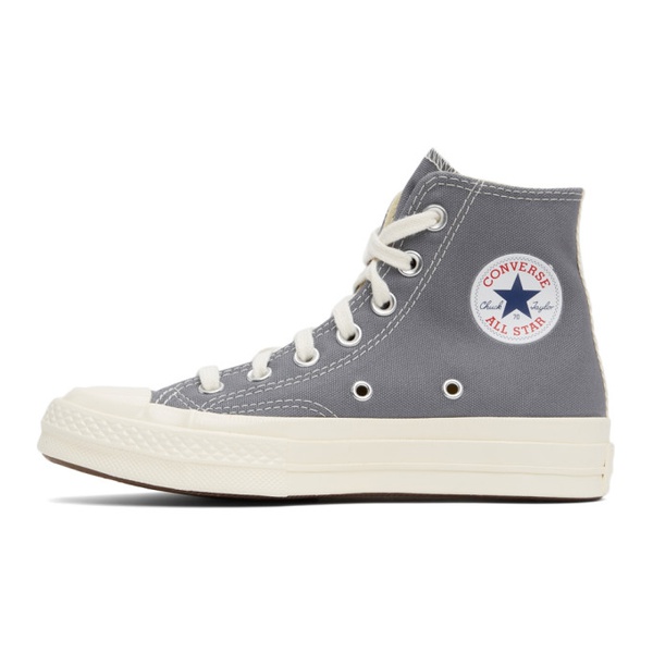  COMME des GARCONS PLAY Grey 컨버스 Converse 에디트 Edition Half Heart Chuck 70 High Sneakers 221246F127002