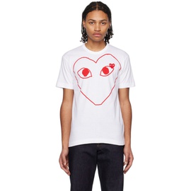 COMME des GARCONS PLAY White Double Heart T-Shirt 231246M213013