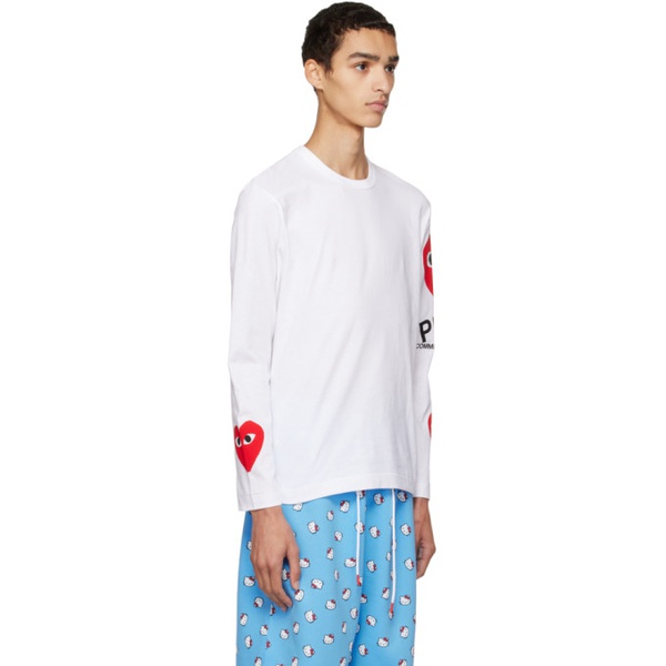  COMME des GARCONS PLAY White Heart Long Sleeve T-Shirt 222246M213108