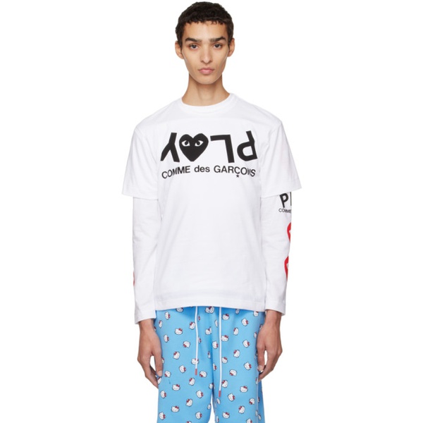  COMME des GARCONS PLAY White Printed T-Shirt 222246M213102