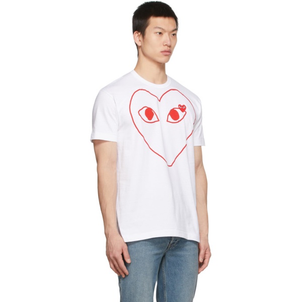  COMME des GARCONS PLAY White Outline Heart T-Shirt 221246M213045