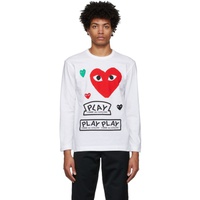 COMME des GARCONS PLAY White & Red Multi Logo Long Sleeve T-Shirt 221246M213031