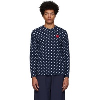 COMME des GARCONS PLAY Navy Polka Dot Heart Patch T-Shirt 221246M213042