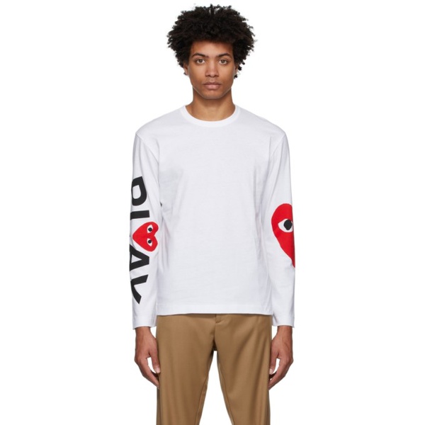  COMME des GARCONS PLAY White Big Heart Long Sleeve T-Shirt 221246M213068