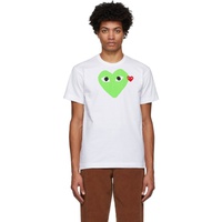 COMME des GARCONS PLAY White & Green Big Heart T-Shirt 221246M213015