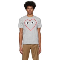 COMME des GARCONS PLAY Grey Outline Heart T-Shirt 221246M213033